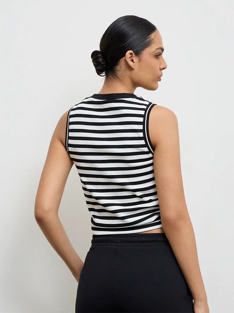 Nuoflexx Black Striped Cotton-Blend Top — photo 4