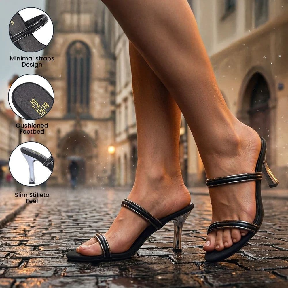 Senorita STY-161E Black Casual Heeled Slippers for Women — photo 3