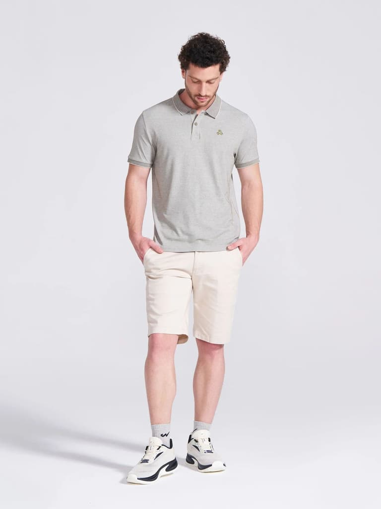 Men's Olive Self Design Polo Collar T-Shirt — photo 6