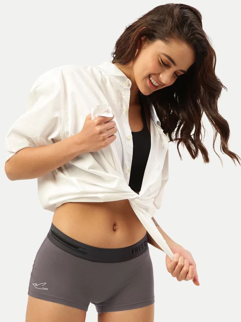 Women's Micro Modal Boy Shorts (Pack of 1) — Smoke Grey / S / Women