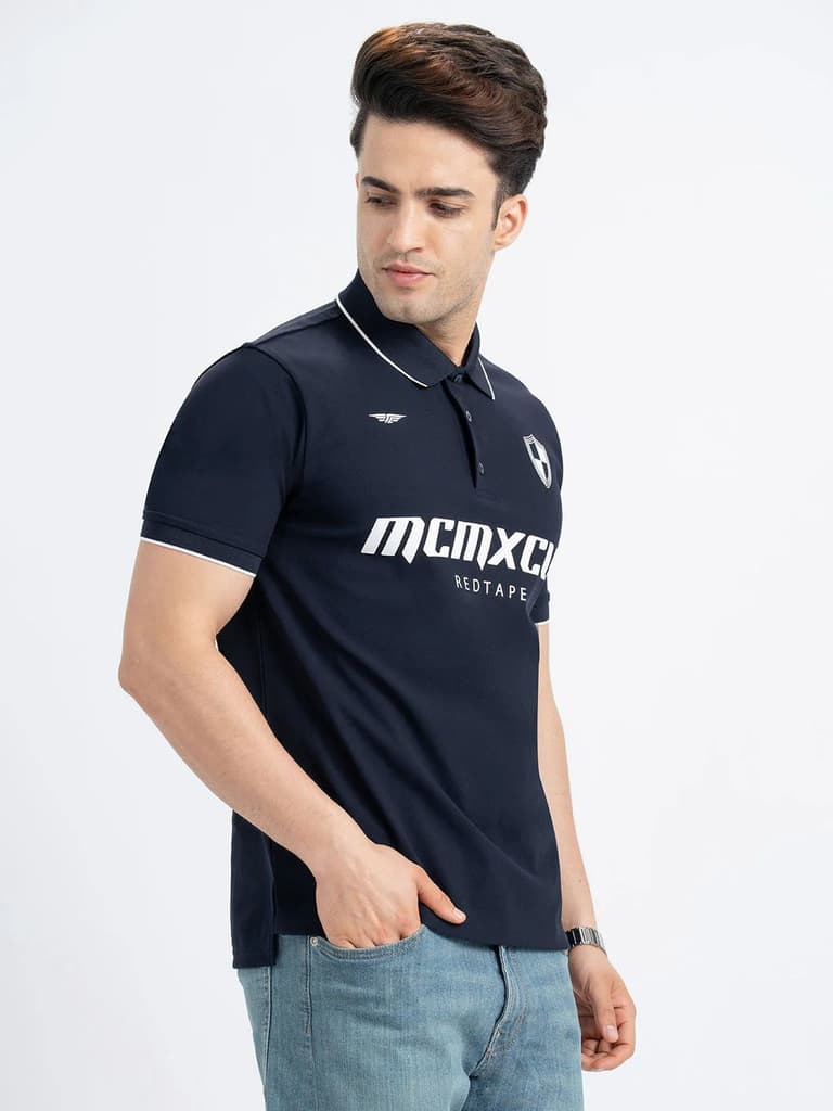 Polo T Shirts for Men in Dark Navy | Half Sleeve T Shirt — photo 6
