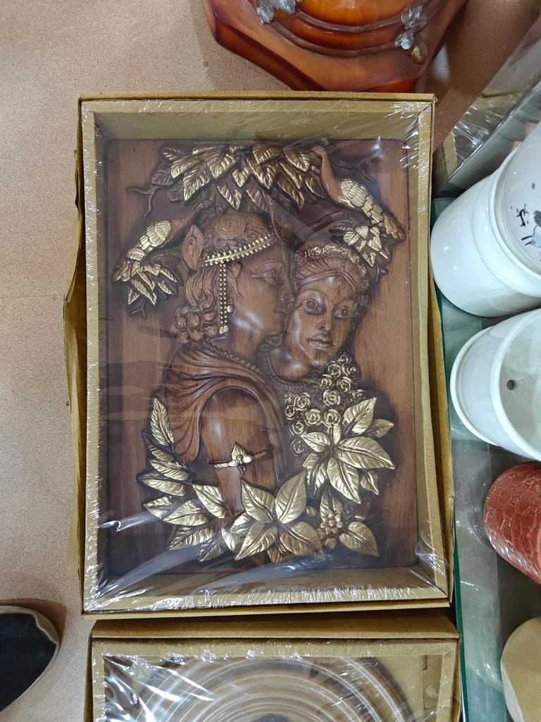 Wooden Statue of Woman and Child | Handcrafted | Brown | Decorative