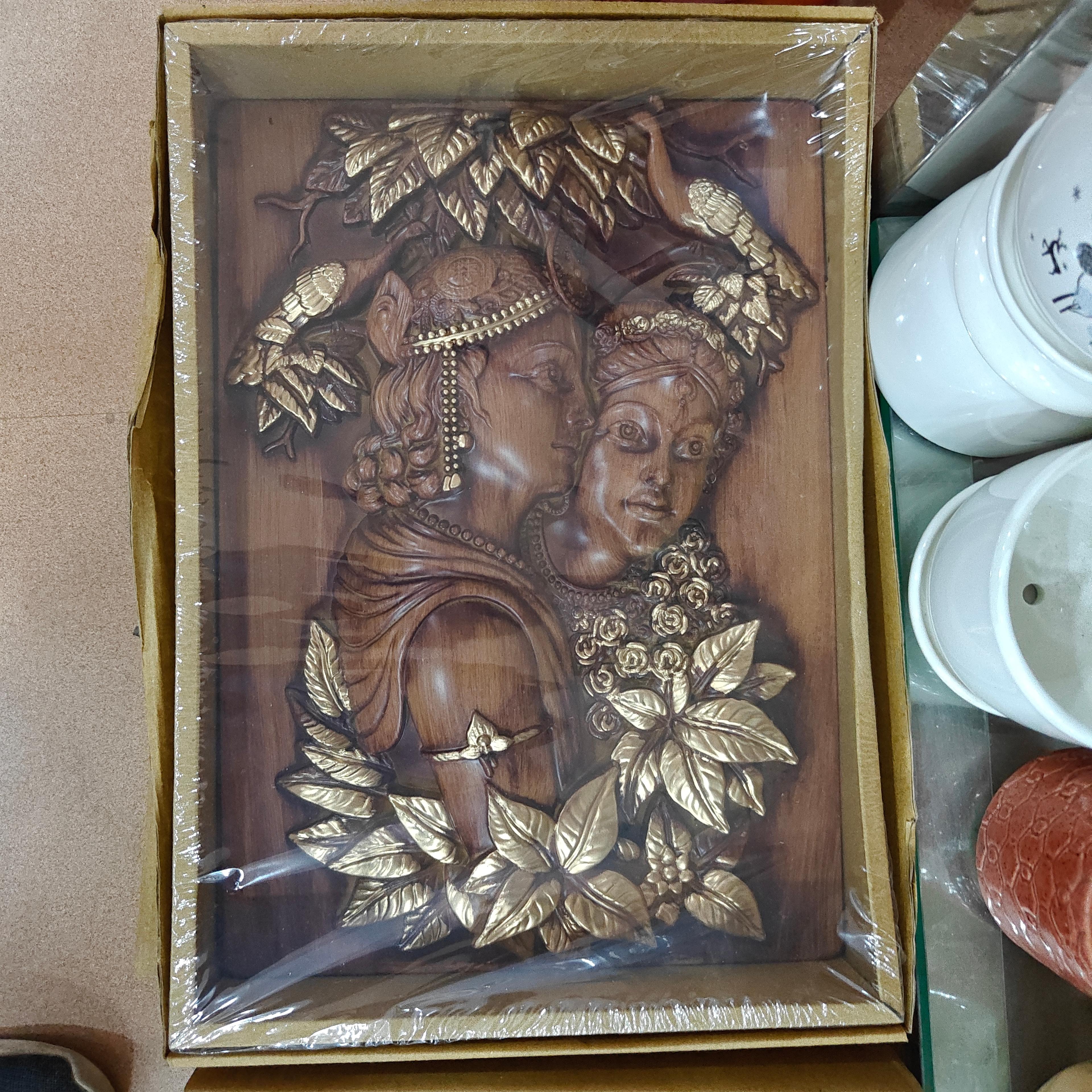 Wooden Statue of Woman and Child | Handcrafted | Brown | Decorative