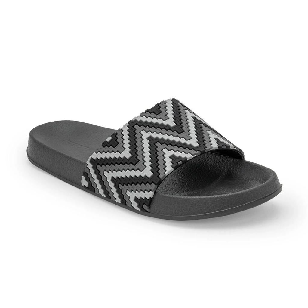 Womens Sliders in Black and White | Casual Pool Sliders — 3 / Black/White