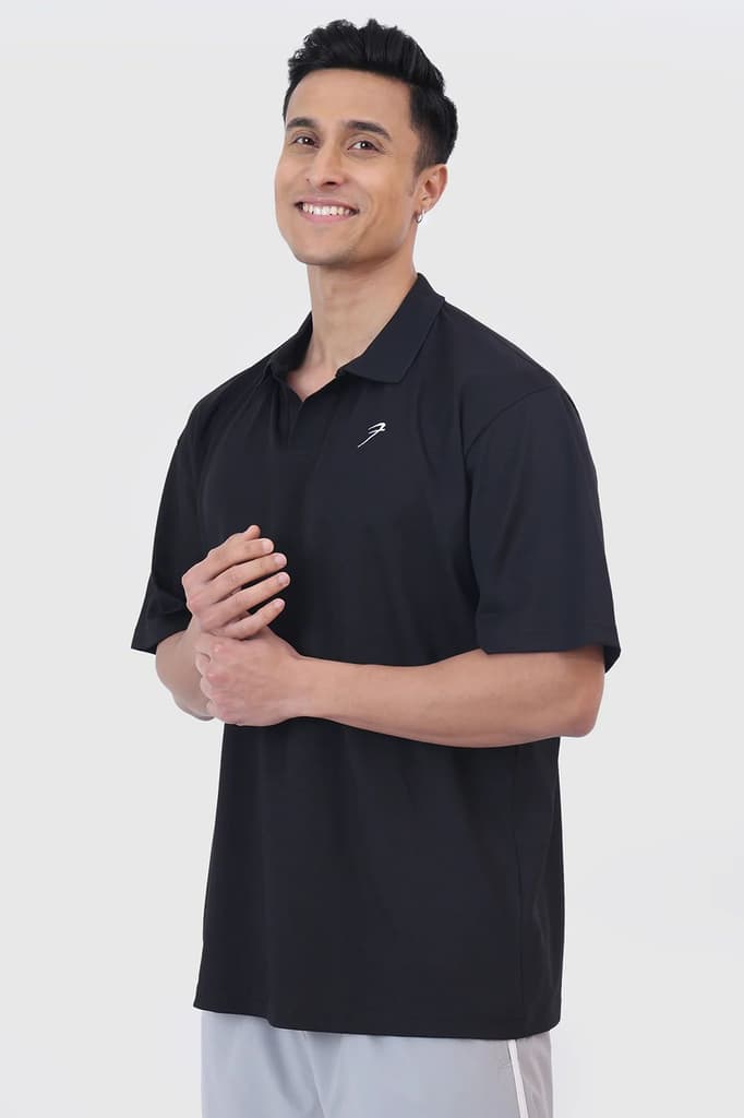 Noir Oversized Polo T-shirt Black — photo 4