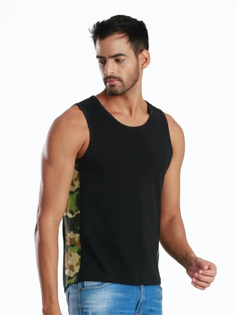 Rib Camo Black Active Fit Camo Printed Organic Bamboo Vest (Pack Of 1) — photo 2