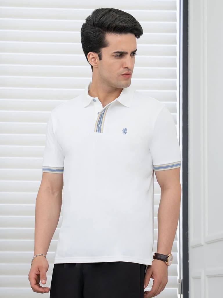 T Shirts for Men in White | Polyester Polo T Shirt — photo 5