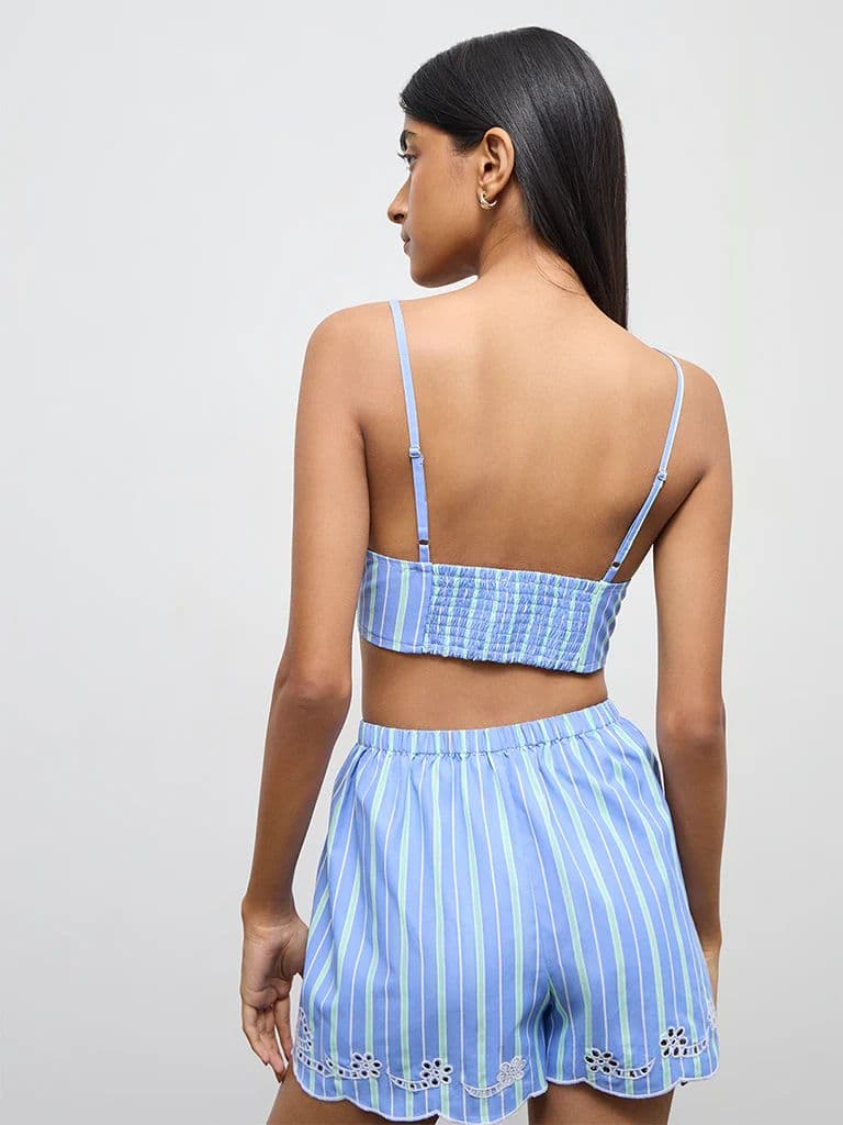 Nuon Blue Chevron Printed Bralette Top — photo 4