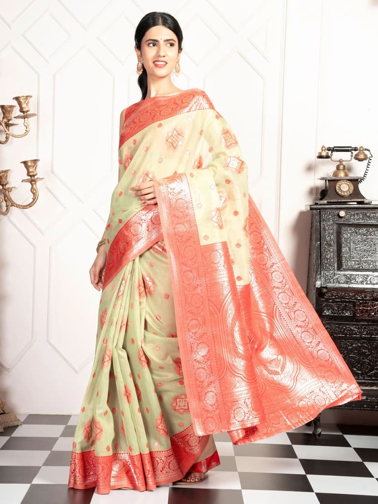 Mimosa Women's Woven Design Kanjivaram Style Art Silk Saree With Blouse Piece : SA00002068PSFREE — photo 4