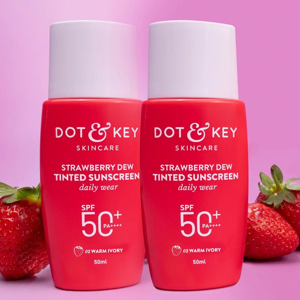 Strawberry Dew Tinted Sunscreen SPF 50+, Warm Ivory- Pack of 2 — 100ml