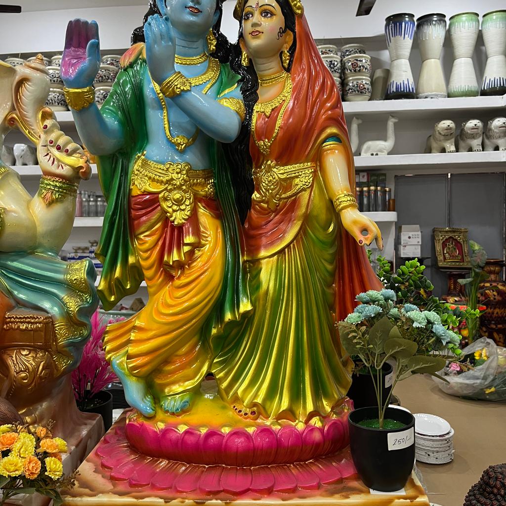 Hindu Deity Statue | Sculpture | Bronze | Gold, Yellow, Red, Green, Pink