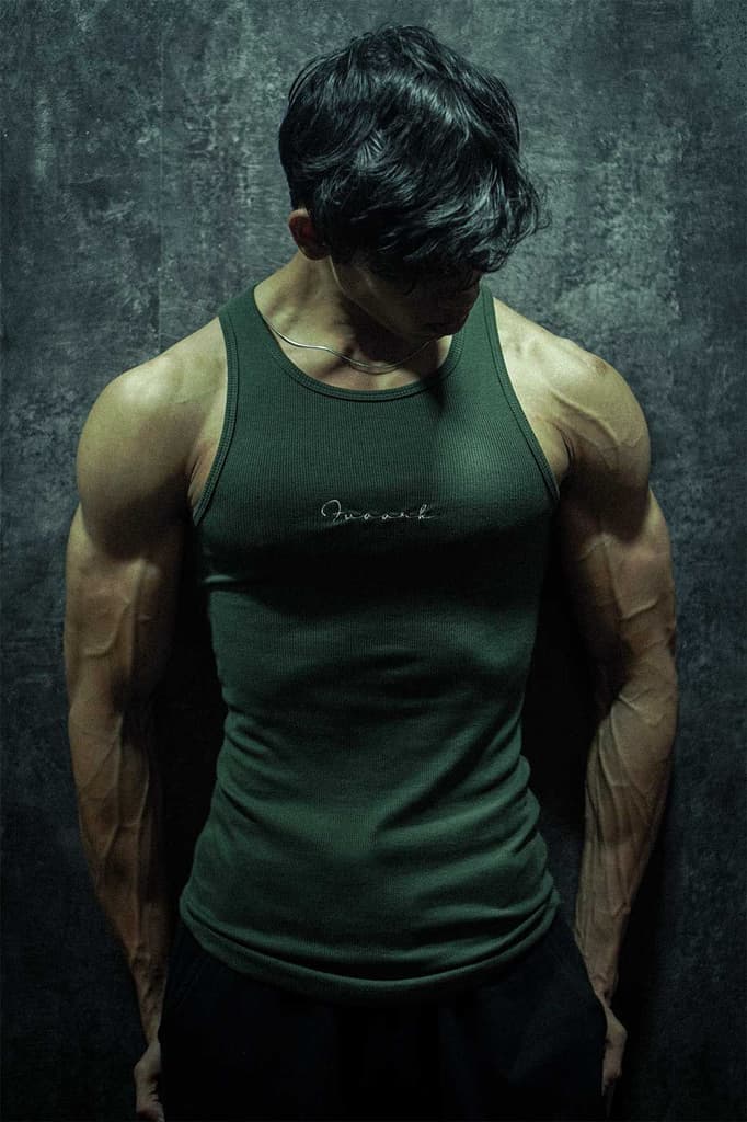 Ribbed Tank Olive — S