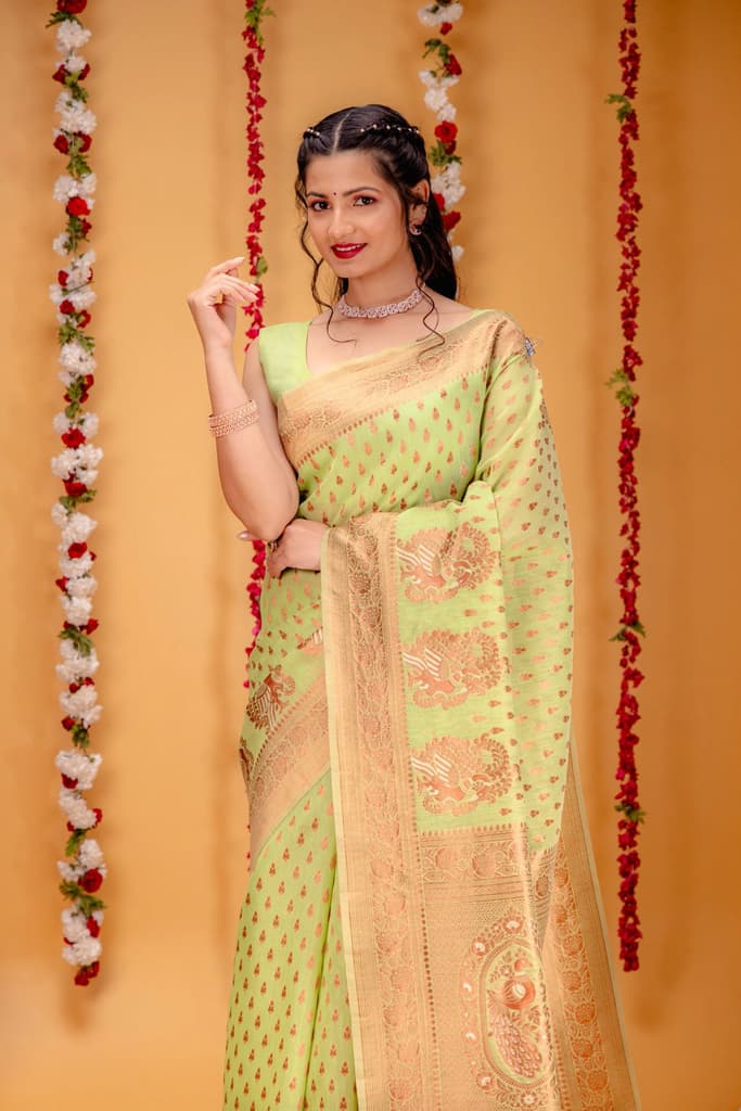 Mimosa Women's Woven Design Banarasi Style Art Silk Saree With Blouse Piece : SA00001809LRFREE — photo 2