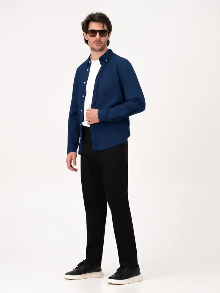 Noctara Black Relaxed Fit Stretch Chinos for Men
