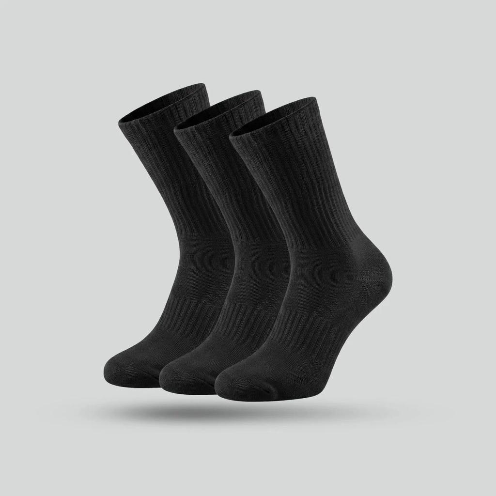 Crew-Length Socks - Pitch Black (Pack of 3)