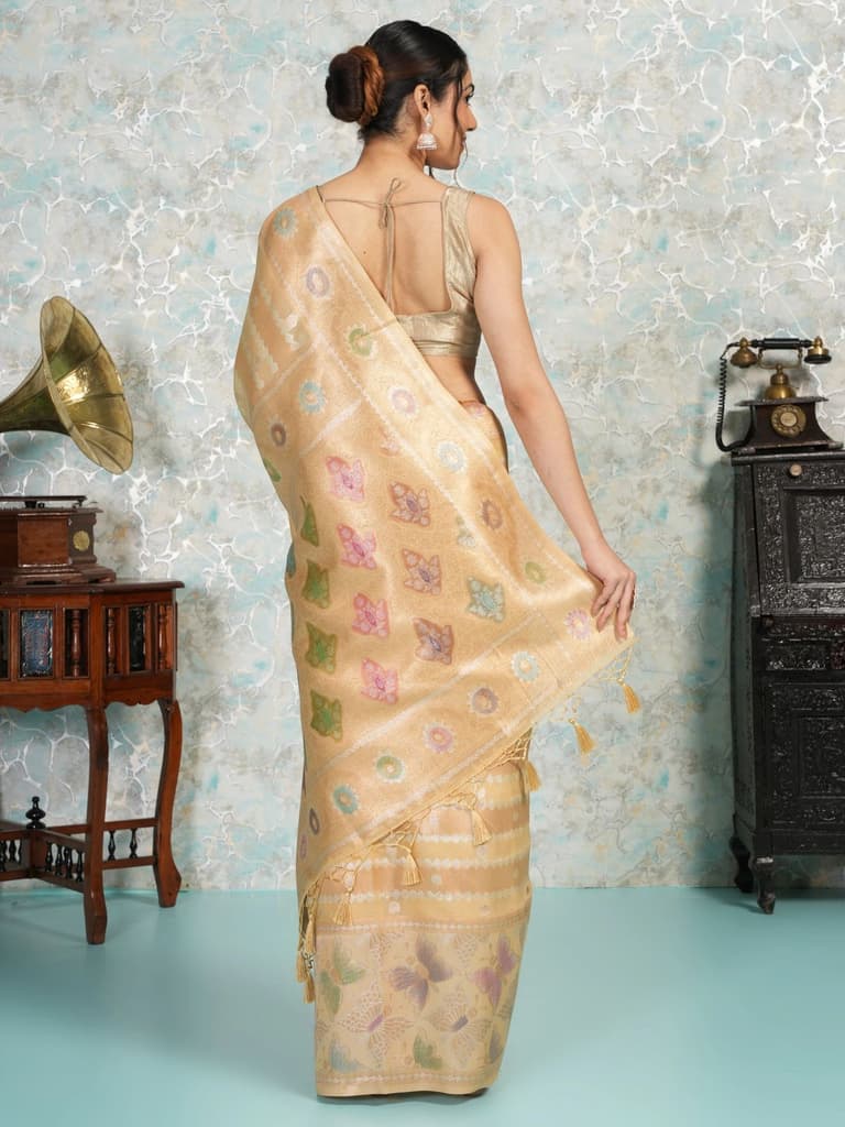 Mimosa Women's Woven Design Banarasi Style Art Silk Saree With Blouse Piece : SA00002065YLWFREE — photo 4