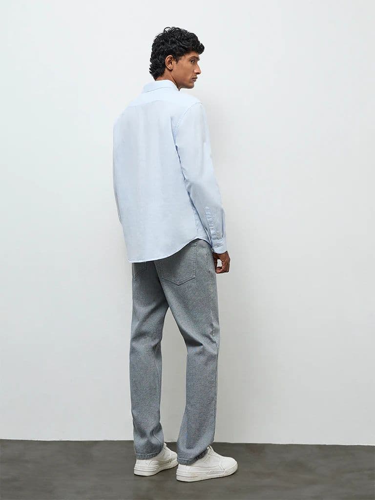 WES Casuals Light Blue Relaxed-Fit Cotton-Blend Shirt — photo 4