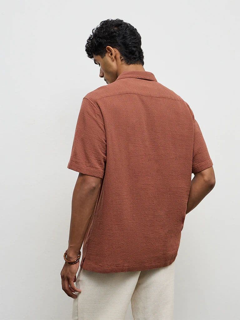 ETA Rust Textured Relaxed-Fit Cotton Polo T-Shirt — photo 5