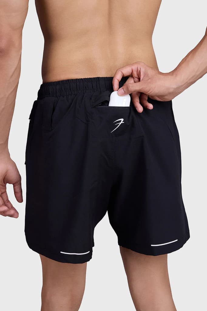 2 in 1 Mesh Shorts Black With White — photo 5