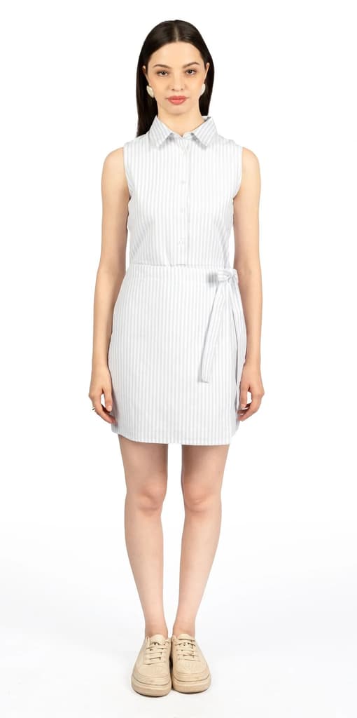 Grey Striped Fitted Dress — photo 7