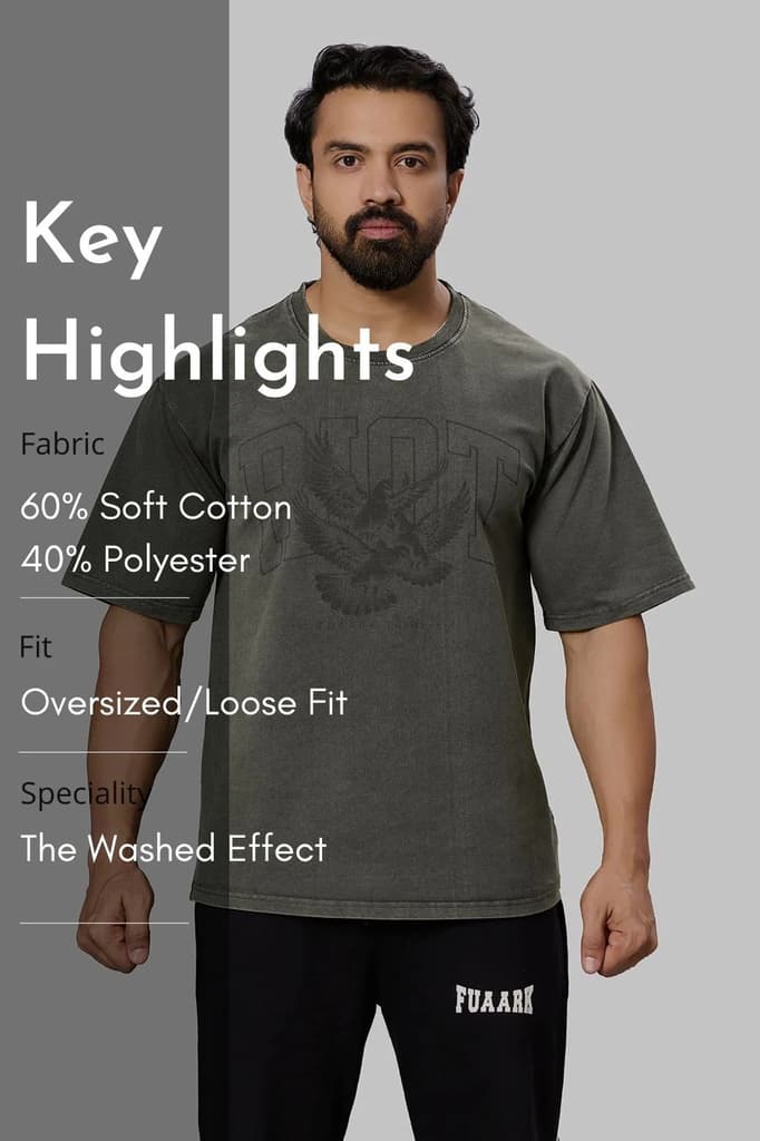 Shadow Washed Oversized T-shirt Olive — photo 8