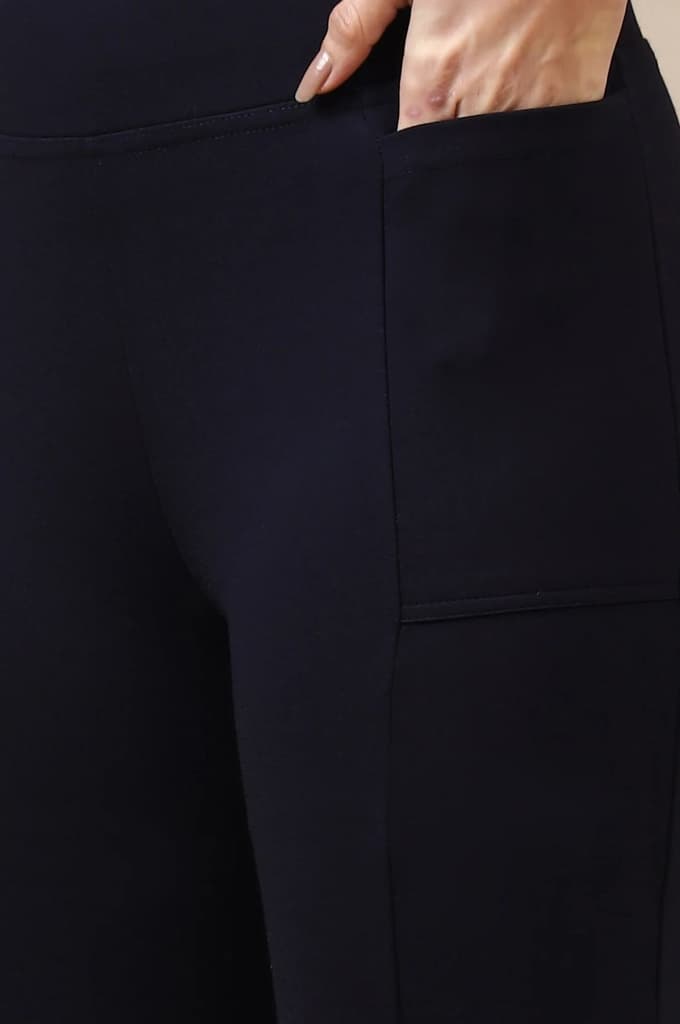 Navy Blue Flared Ankle Length Yoga Tights — photo 3