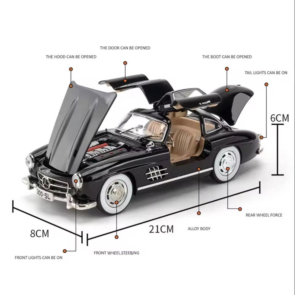 Merc-Benz 300 SL “Gullwing” Die-Cast Model Car – 1:24 Scale Metal Replica — photo 2