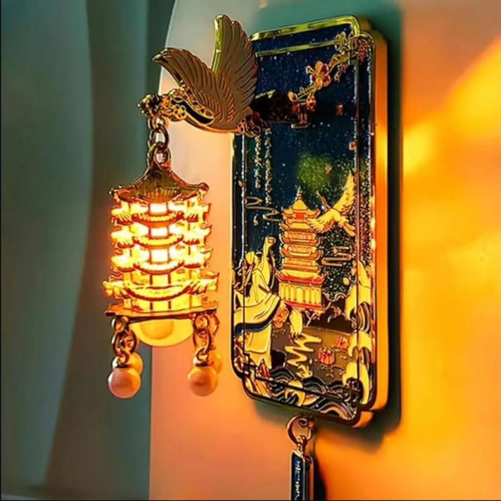 Light-Up Lantern Fridge Magnet | LED Pagoda Decorative Magnet — Blue