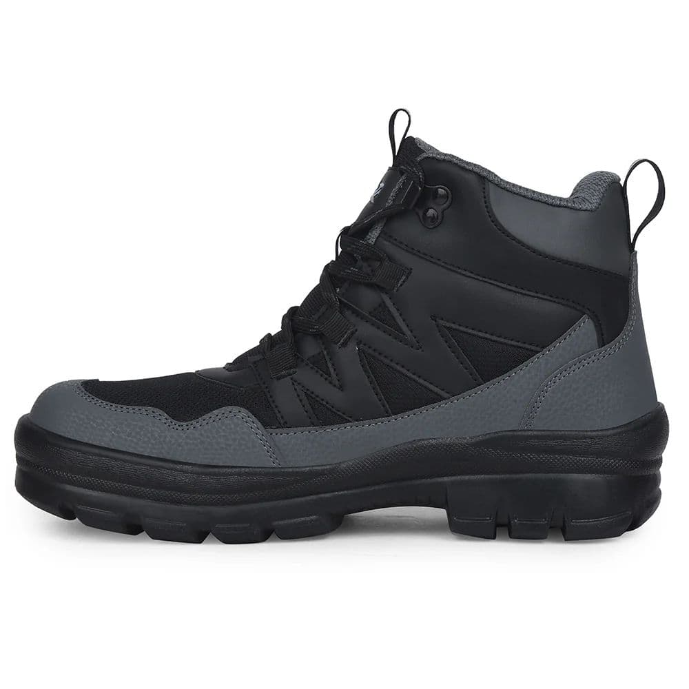 Leap7x Black Sports Lace-Up Trekking Shoes For Men DRAWNER-1E By Liberty — photo 3