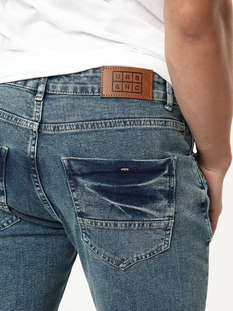 Men's Ice Blue Regular Fit Acid Washed Denim Jeans Stretchable — photo 6