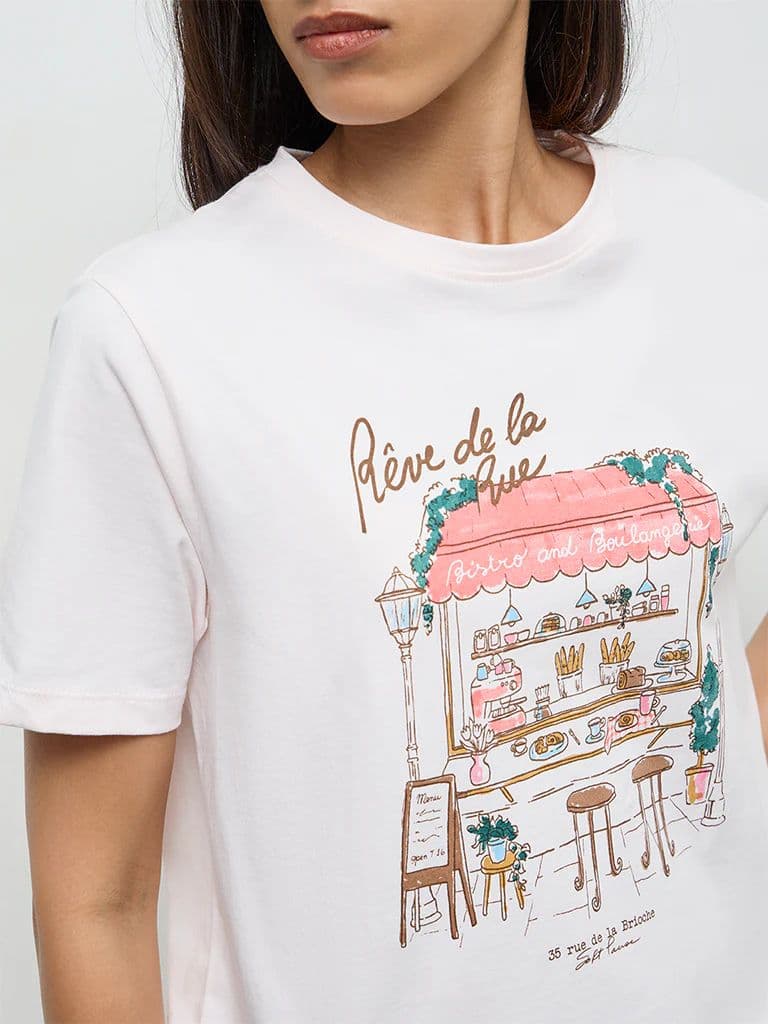 LOV Light Pink Printed Cotton T-Shirt — photo 3