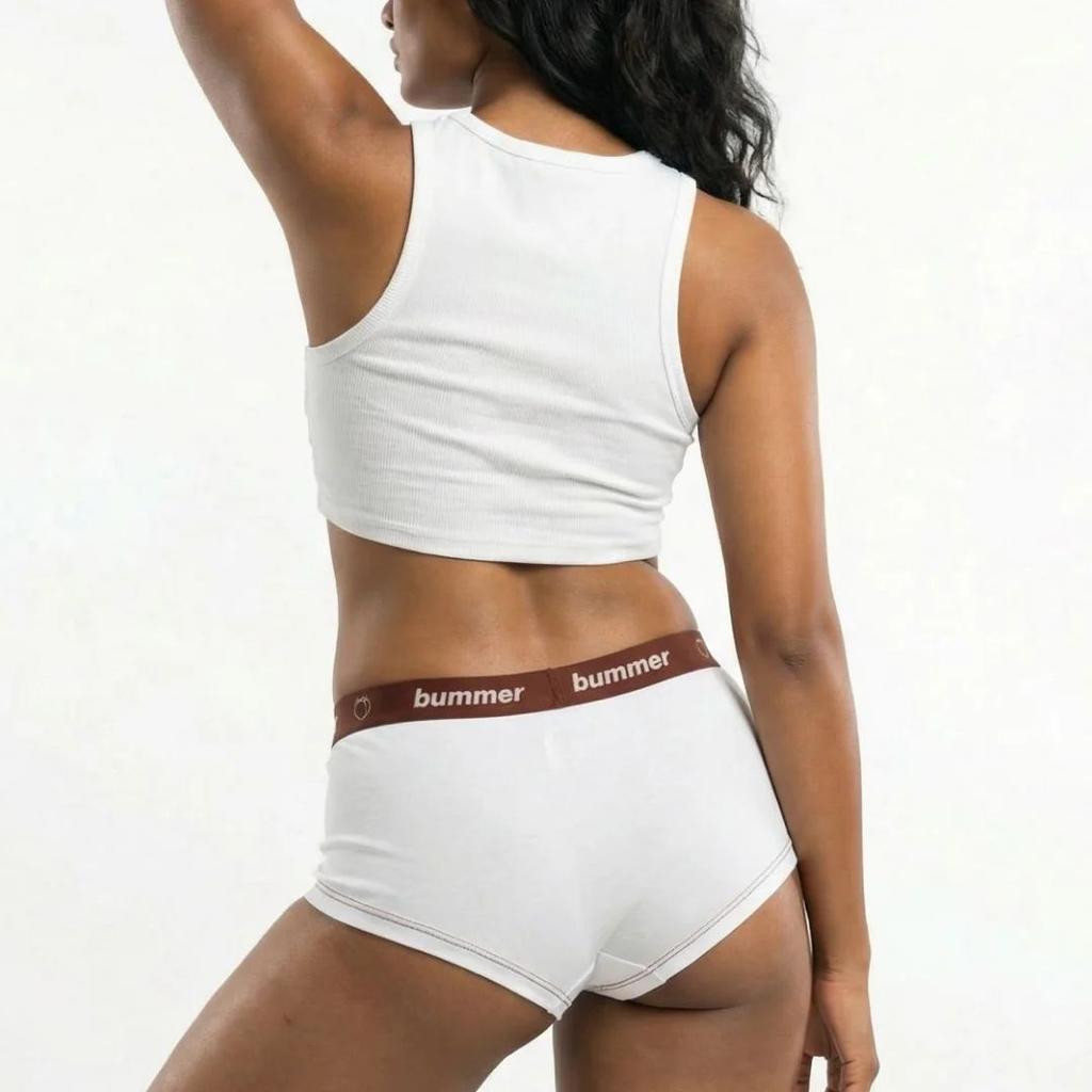 Cotton Stretch Boy Shorts - Blanc — photo 9