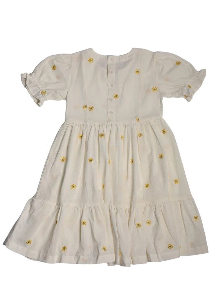 Utsa Kids Girls White Floral Embroidered Cotton-Blend Dress - (8-14 yrs) — photo 4