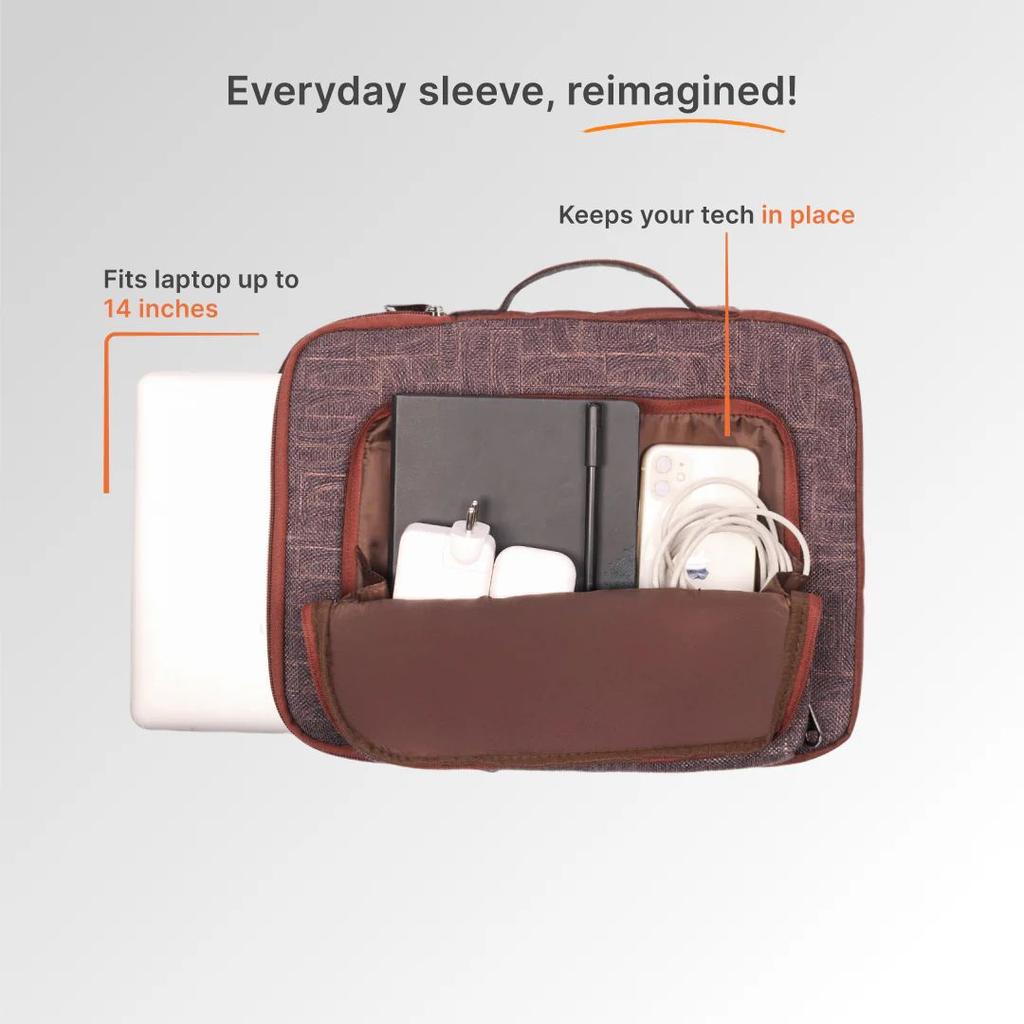 Golkonda Brass Signature Laptop Sleeve - 14inch (Brown) — photo 5