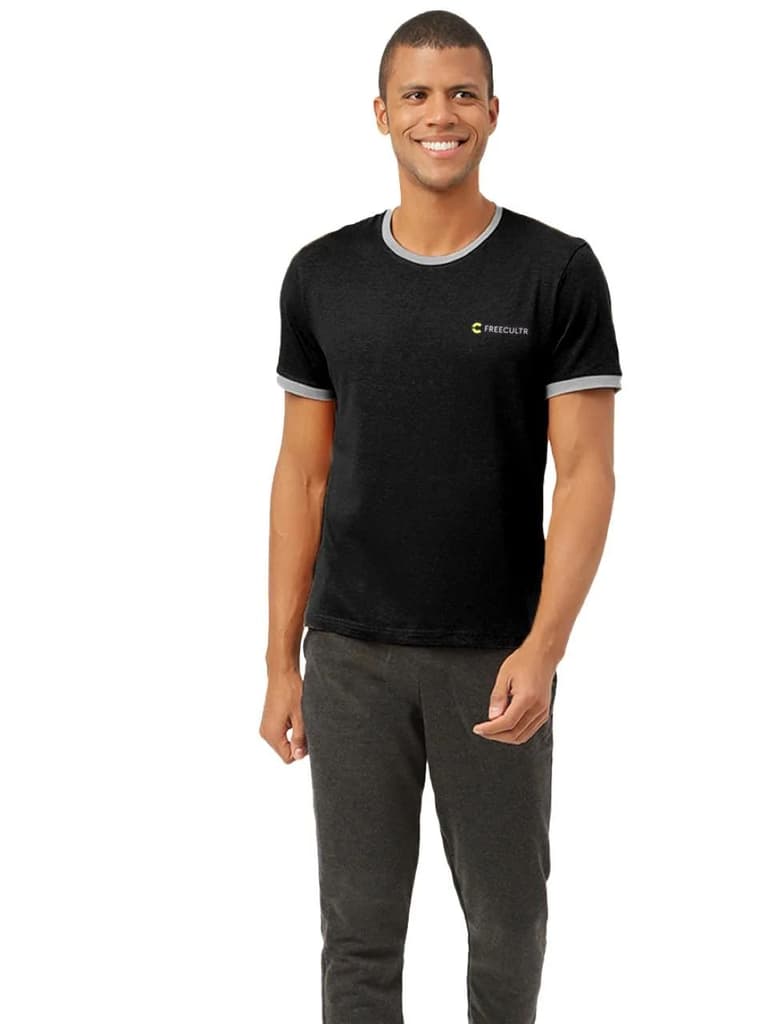 Black Men's Organic Bamboo Casual Tees - Crew Neck (Pack Of 1) — photo 6