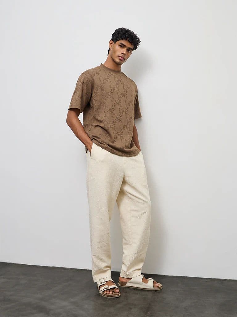 ETA Taupe Jacquard Relaxed-Fit T-Shirt — photo 3