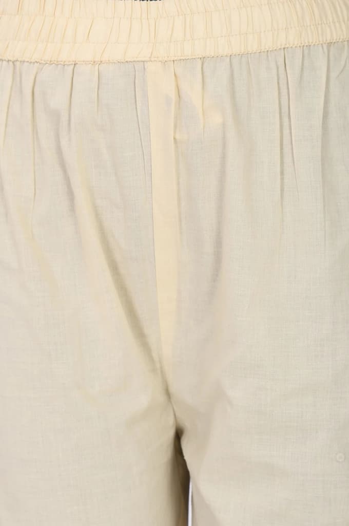 Beige Solid Pure Cotton Ankle Length Straight Pants — photo 3