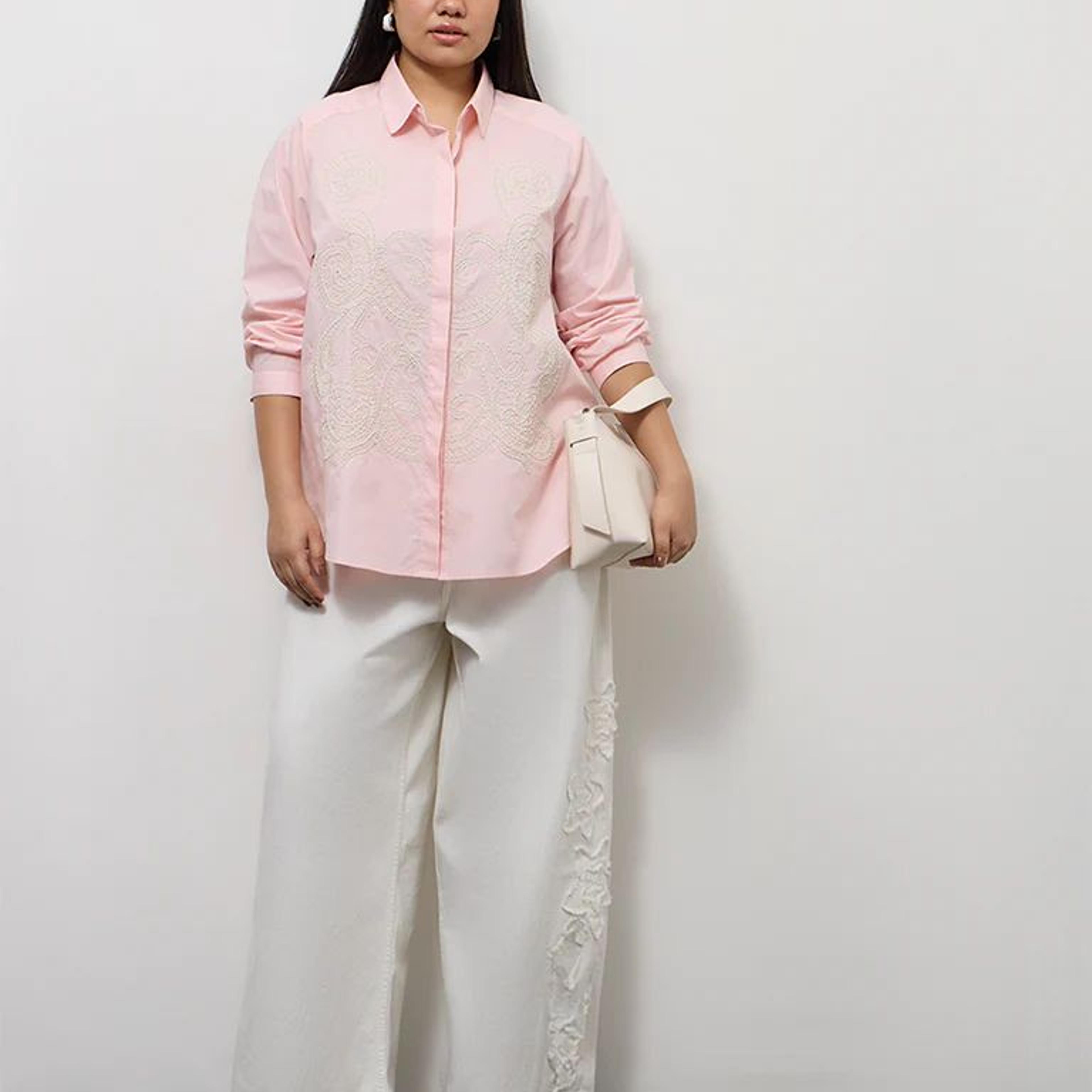 Gia White Floral Embroidered High-Rise Jeans