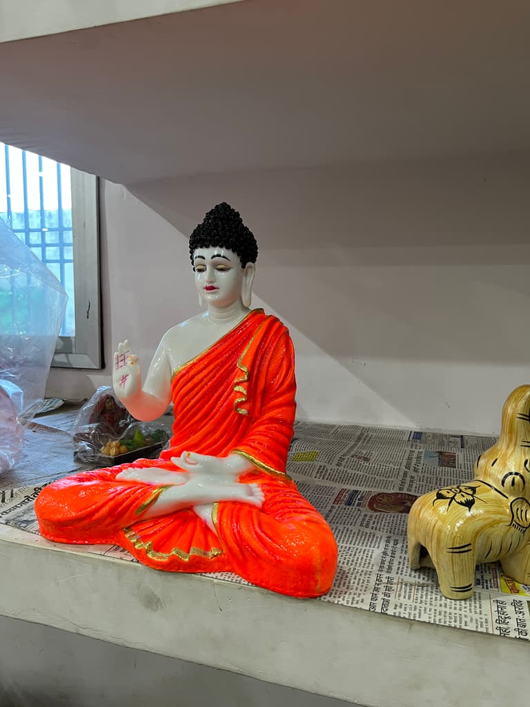 Buddha Statue | Sculpture | Porcelain | Orange