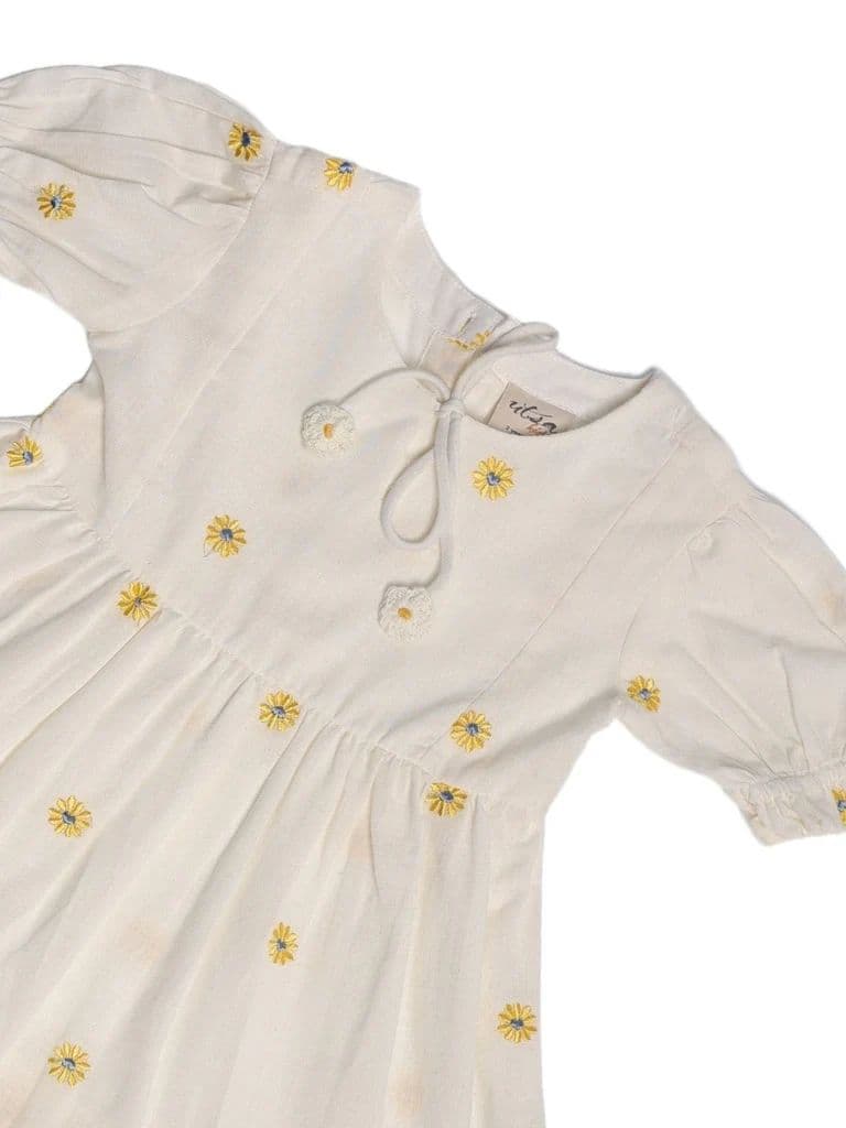 Utsa Kids Girls White Floral Embroidered Cotton-Blend Dress - (2-8 yrs) — photo 5