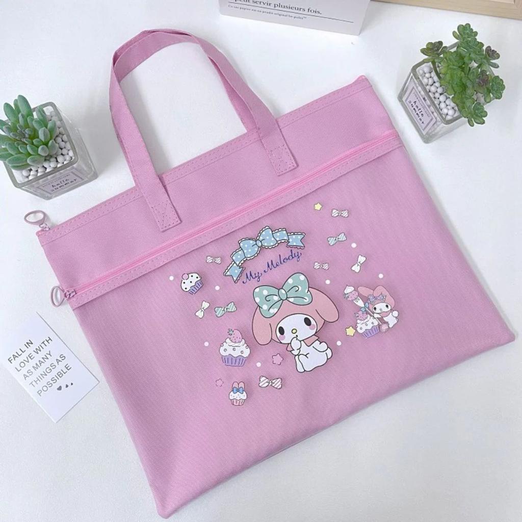 Kuromi Theme Tote Bag | Stylish Zipped Canvas Bag — Pink