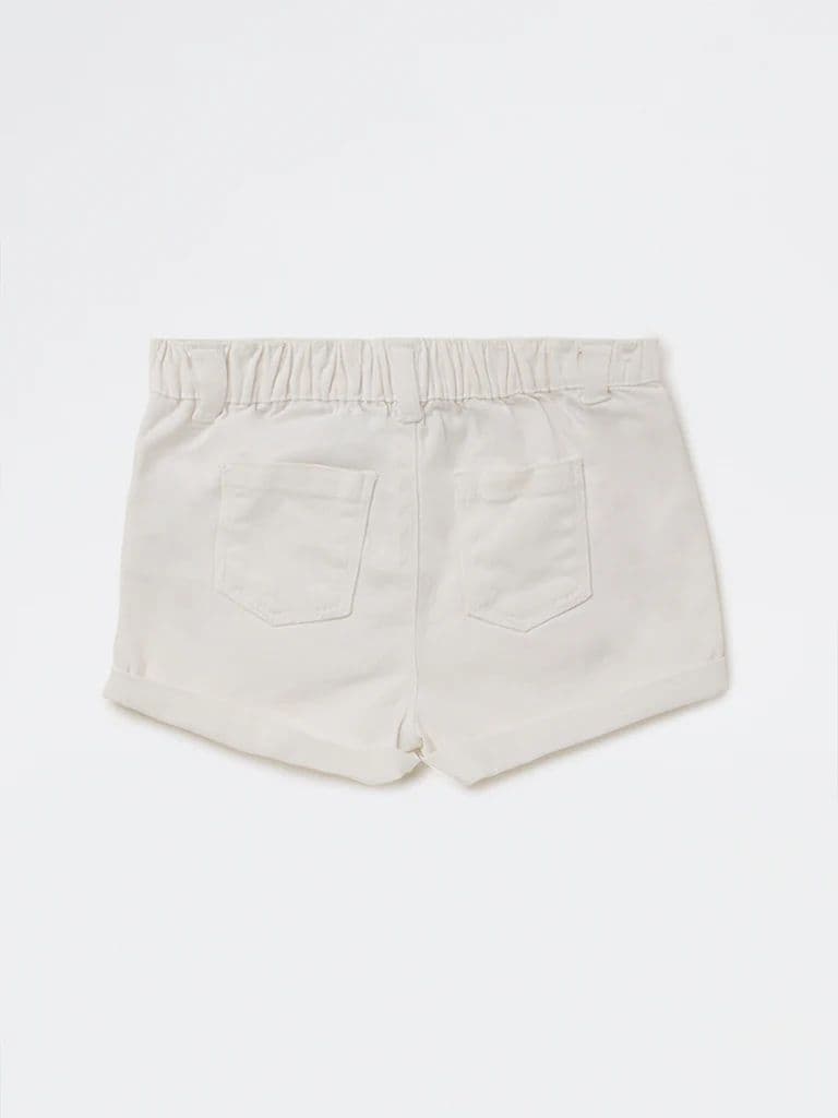 HOP Baby Girls White High-Rise Denim Shorts — photo 4