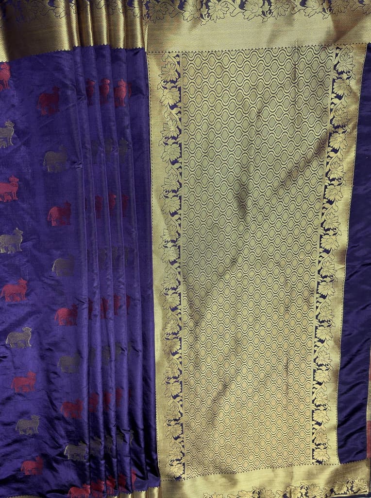 MIMOSA Women's Woven Design Banarasi Style Raw Silk Saree with Blouse Piece - Navy ( SA00003136NVFREE ) — photo 7