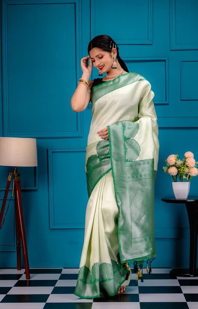 Mimosa Women's Woven Design Banarasi Style Art Silk Saree With Blouse Piece : SA00001803PSFREE — Pista