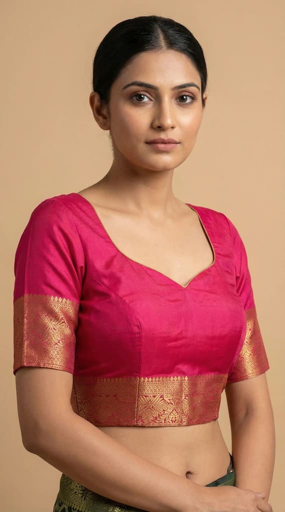MIMOSA Women's Woven Design Banarasi Style Raw Silk Saree with Blouse Piece - Rani ( SA00003131RNFREE ) — photo 5