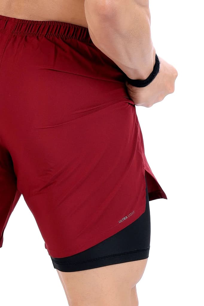 2 in 1 Compression Shorts Maroon — photo 3