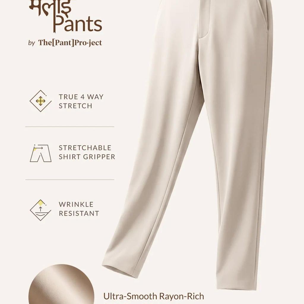 Malai Cream Soft-touch Slim Fit Power Stretch Pants