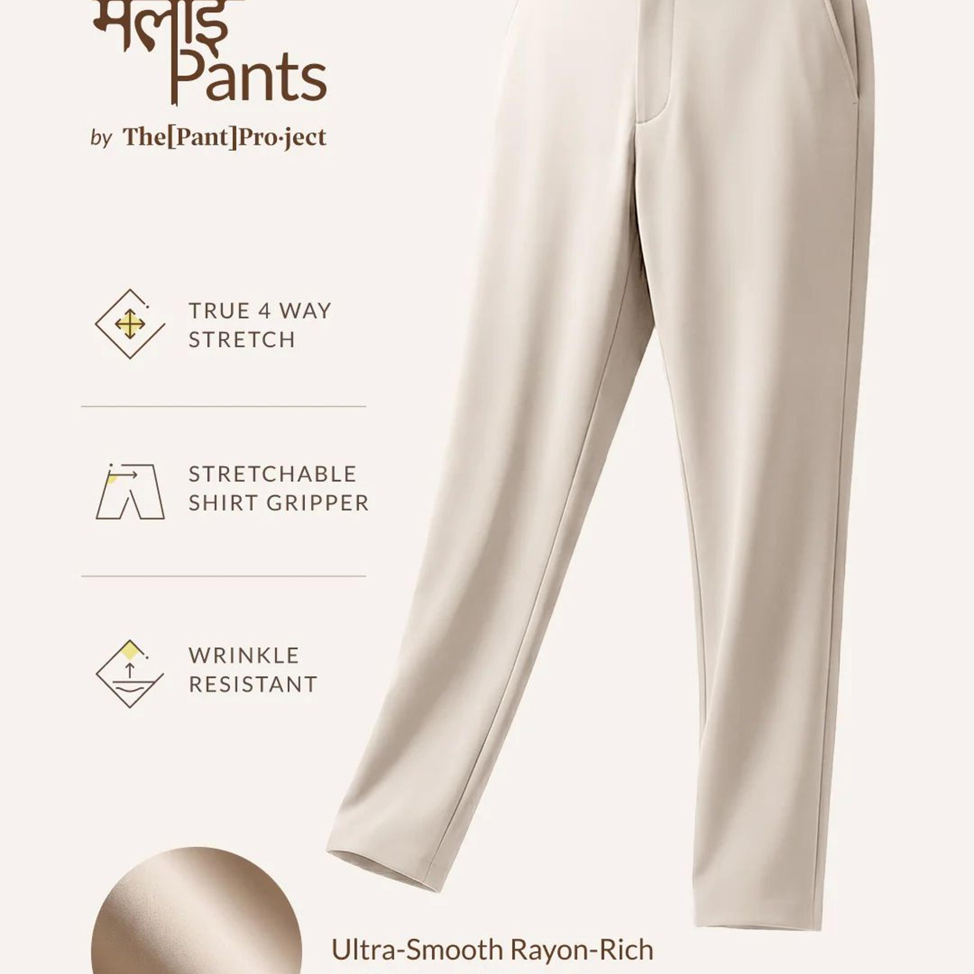 Malai Cream Soft-touch Slim Fit Power Stretch Pants