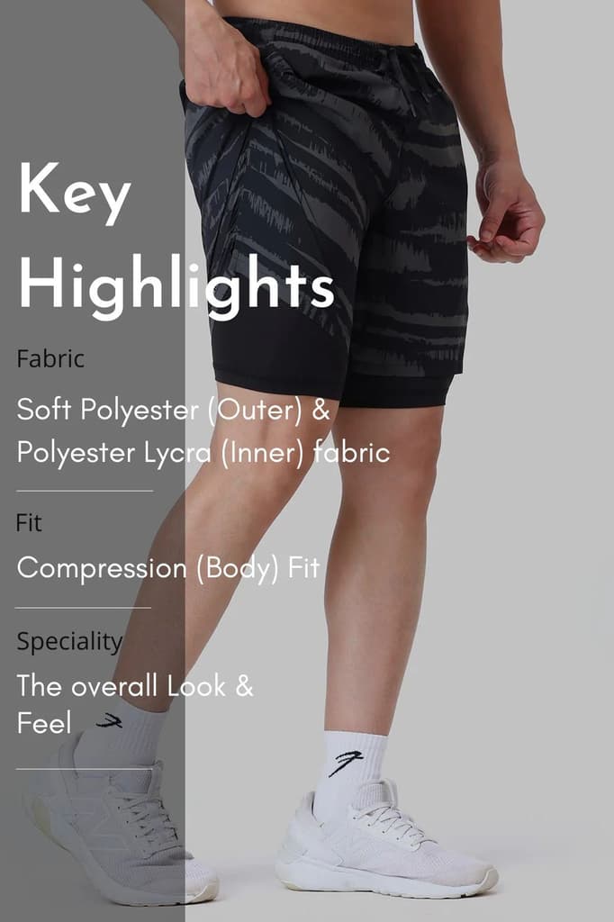 2 in 1 Printed Compression Shorts Olive — photo 6