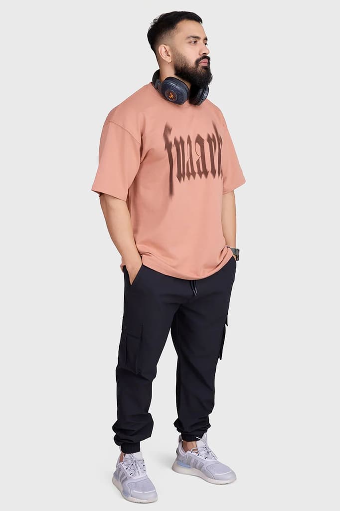 Blurred Oversized T-shirts Warm Beige — XS